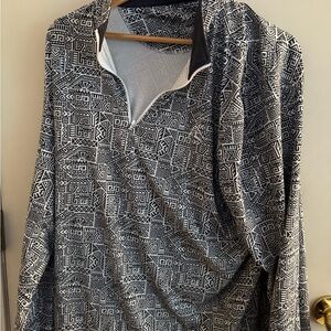 Rhoback Men's Geometric Zip-Up Sweater - Black and White